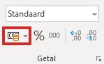 excel valuta notatie